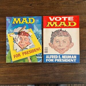 2 Vintage MAD Magazines - 1980 #217 and 1976 #185 President Politics Satire